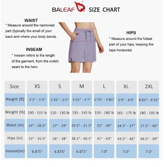 BALEAF Women's 7" Quick Dry Shorts with Pockets, Water Resistant, XS - Picture 3 of 7